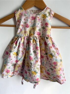 Katie M Baby Girl's Pink Floral Floral Ruffle Dress Size 12M Spring Summer